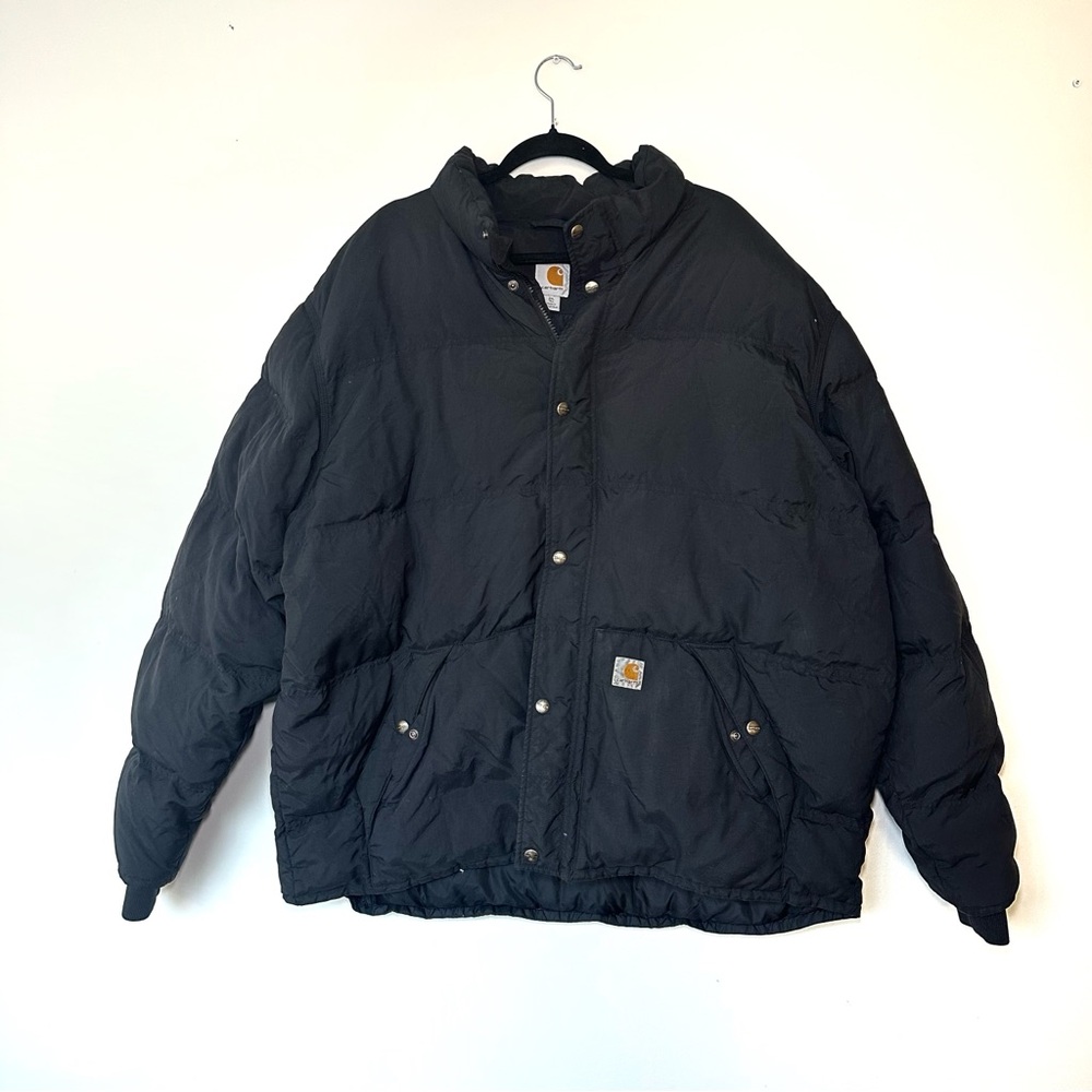 Carhartt Down Coat Feather Puffer Black Full Zip Winter Jacket Full Zip 2XL